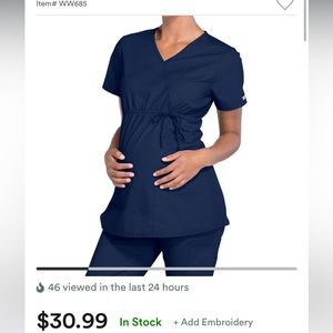 Maternity scrubs set - 2 tops 1 pants euc - navy
